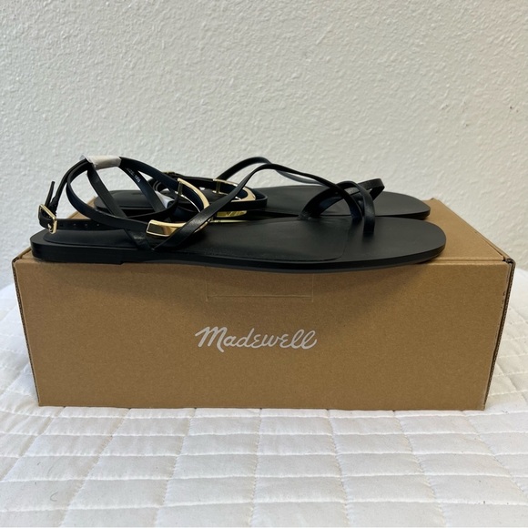 Madewell The Vira Bangle Ankle-Wrap Sandal in Leather in True Black Size 10.5 - Picture 5 of 12